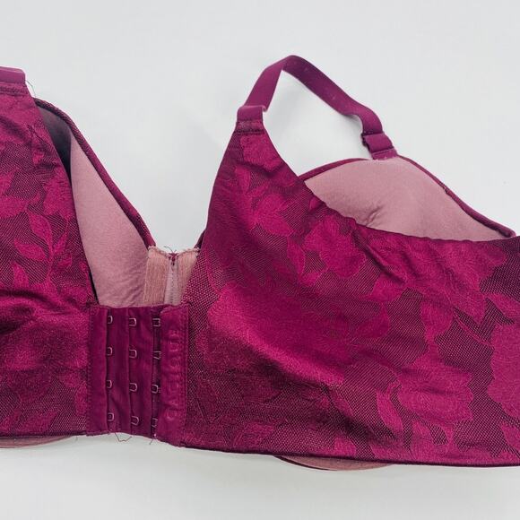 Cacique Dark Purple Invisible Lace Backsmoother Lightly Lined Balconette Bra - Picture 14 of 15